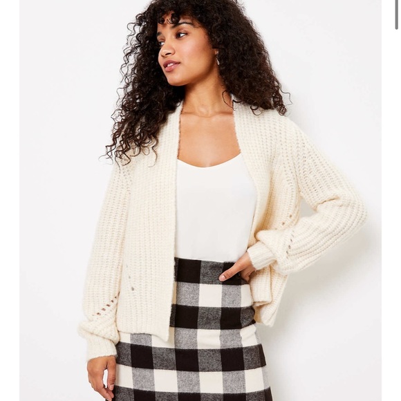 NWOT White LOFT Cardigan - Picture 4 of 12
